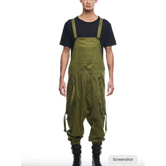 NWT Jonny Cota Studio CARGO OVERALLS IN GREEN Unisex Size XS - Picture 1 of 16
